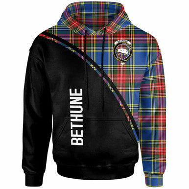 Scottish Bethune Clan Crest Tartan Curve Hoodie Front Side Tartan Plaid