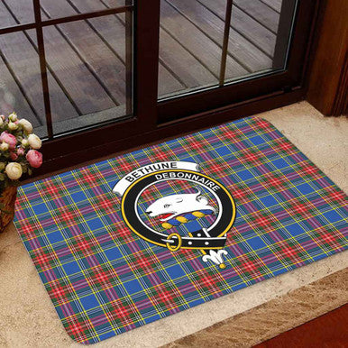 Scottish Bethune Clan Crest Tartan Door Mat Tartan Plaid 1