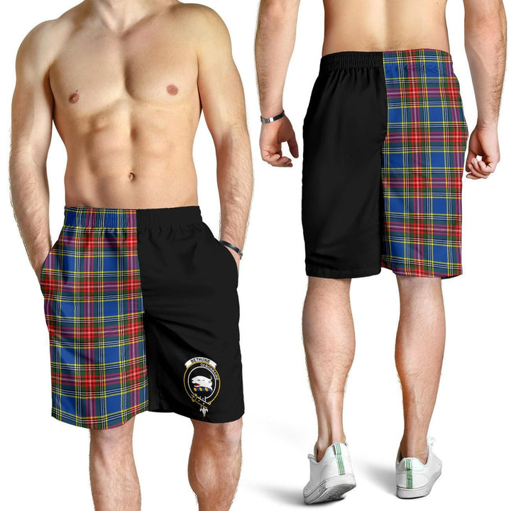 Scottish Bethune Clan Crest Tartan Half of Me Men's Shorts