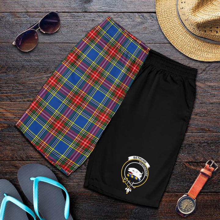 Scottish Bethune Clan Crest Tartan Half of Me Men's Shorts