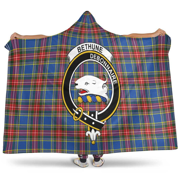 Scottish Bethune Clan Crest Tartan Hooded Blanket Tartan Plaid 1