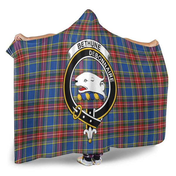 Scottish Bethune Clan Crest Tartan Hooded Blanket Tartan Plaid 2