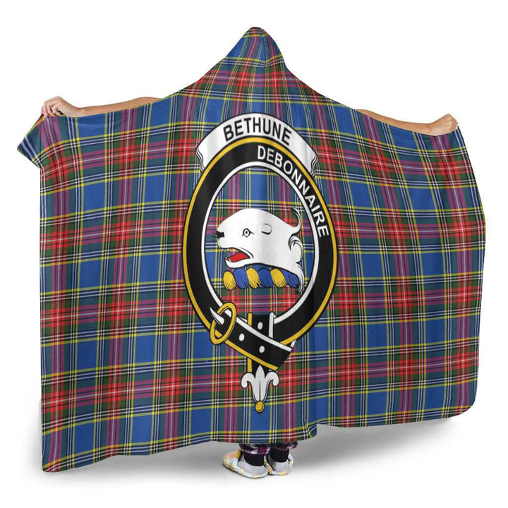 Scottish Bethune Clan Crest Tartan Hooded Blanket Tartan Plaid 2