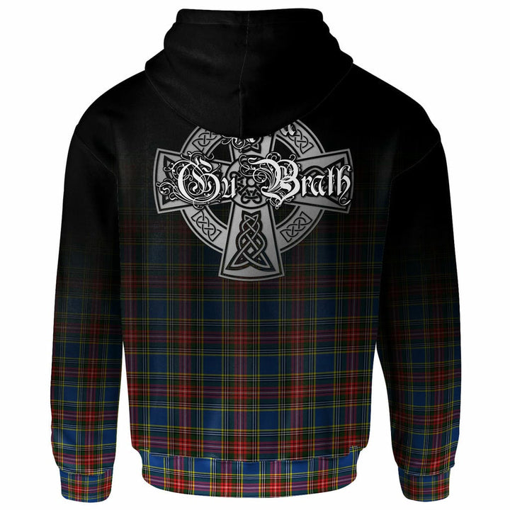 Scottish Bethune Clan Crest Tartan Hoodie - Alba Gu Brath Family Crest Celtic Inspired Back Side Tartan Plaid