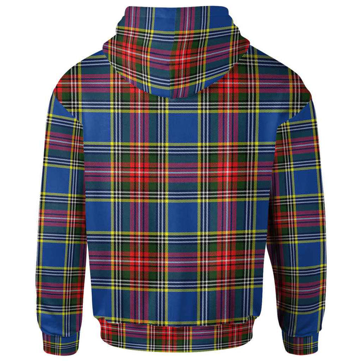Scottish Bethune Clan Crest Tartan Hoodie Back Side Tartan Plaid