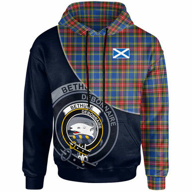 Scottish Bethune Clan Crest Tartan Hoodie - Bend Style Front Side Tartan Plaid