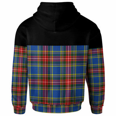Scottish Bethune Clan Crest Tartan Hoodie - Horizontal Style Back Side Tartan Plaid