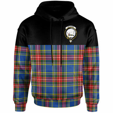 Scottish Bethune Clan Crest Tartan Hoodie - Horizontal Style Front Side Tartan Plaid