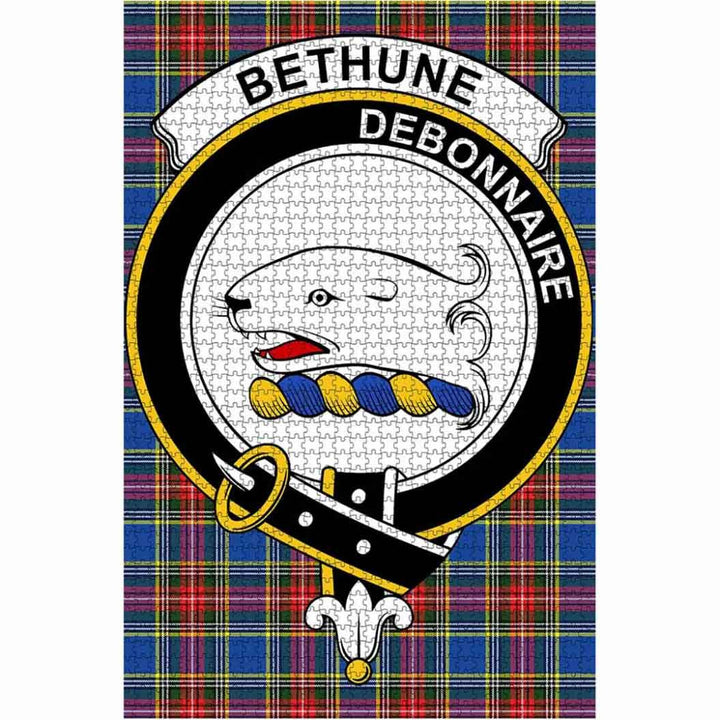 Scottish Bethune Clan Crest Tartan Jigsaw Puzzle 1