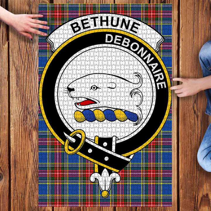 Scottish Bethune Clan Crest Tartan Jigsaw Puzzle 3