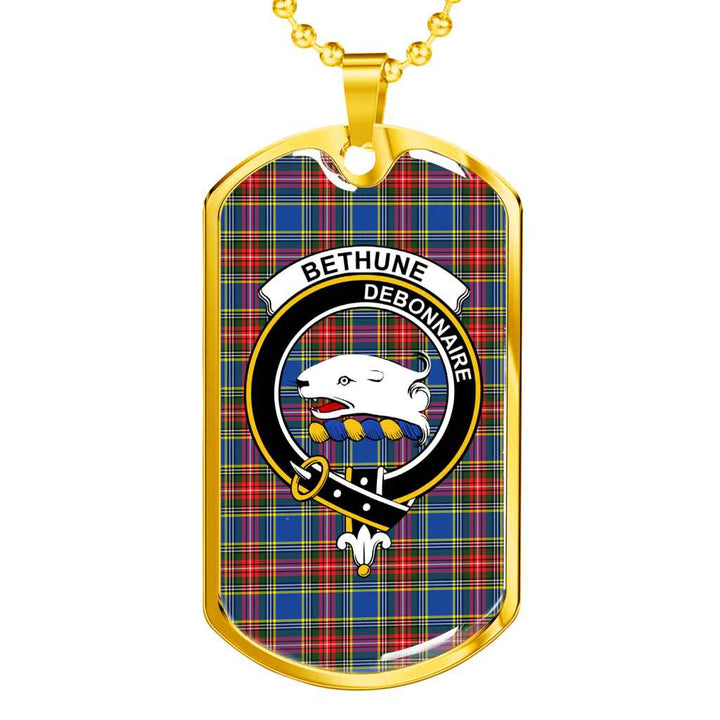Scottish Bethune Clan Crest Tartan Military Dog Tag Necklace Tartan Plaid 2