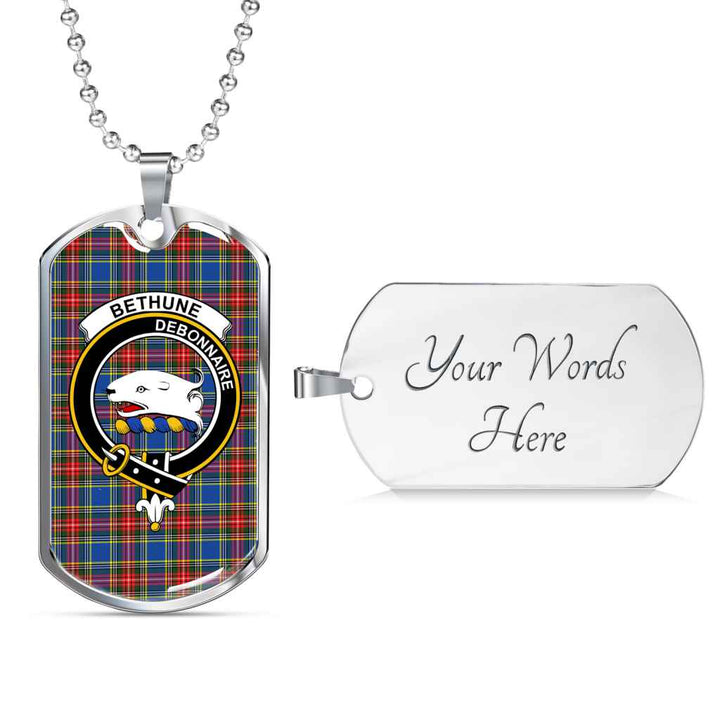 Scottish Bethune Clan Crest Tartan Military Dog Tag Necklace Tartan Plaid 3
