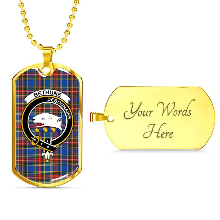 Scottish Bethune Clan Crest Tartan Military Dog Tag Necklace Tartan Plaid 4