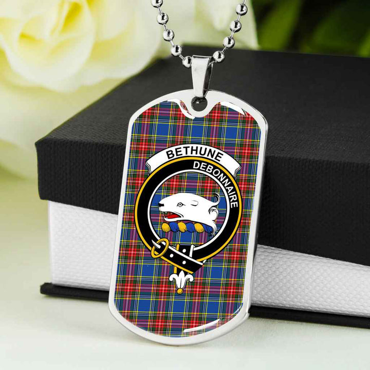 Scottish Bethune Clan Crest Tartan Military Dog Tag Necklace Tartan Plaid 5