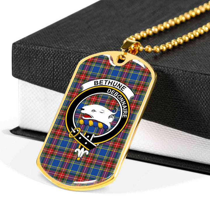 Scottish Bethune Clan Crest Tartan Military Dog Tag Necklace Tartan Plaid 6