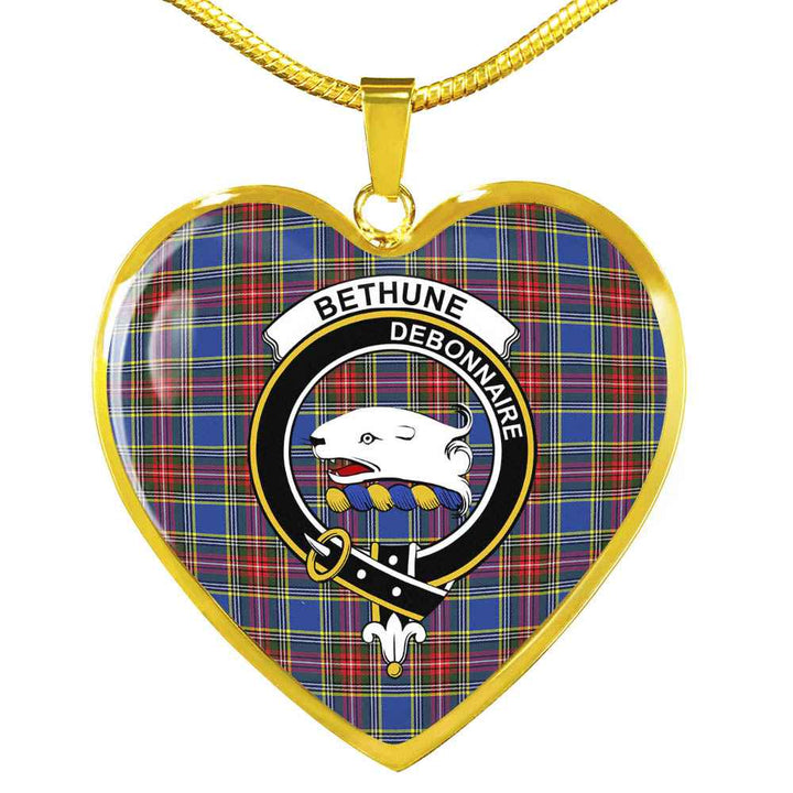 Scottish Bethune Clan Crest Tartan Necklace Heart Tartan Plaid 2