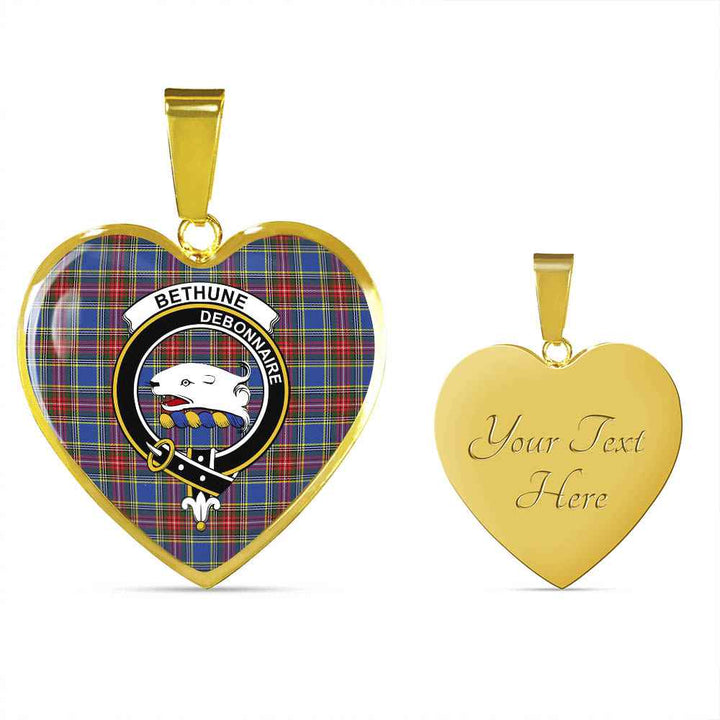 Scottish Bethune Clan Crest Tartan Necklace Heart Tartan Plaid 4