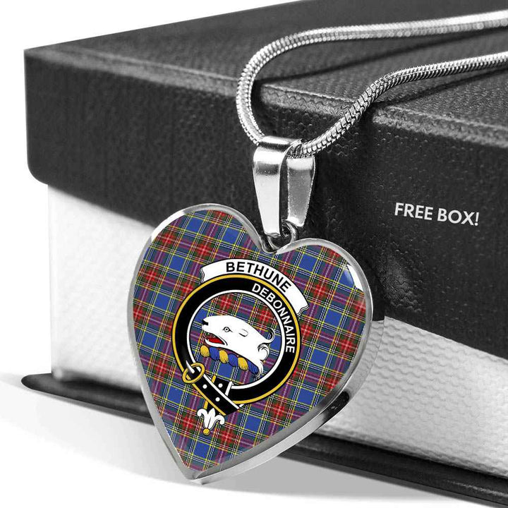 Scottish Bethune Clan Crest Tartan Necklace Heart Tartan Plaid 5