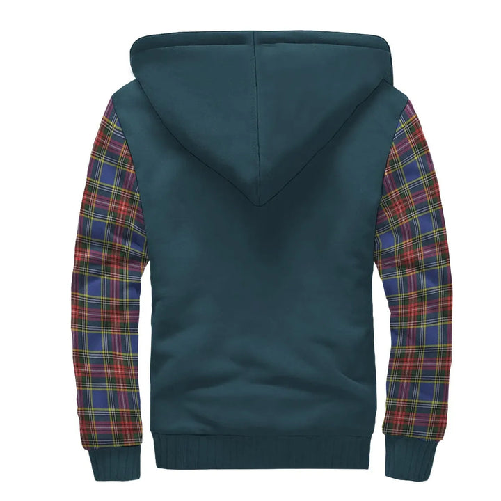 Scottish Bethune Clan Crest Tartan Plaid Sleeve Sherpa Hoodie