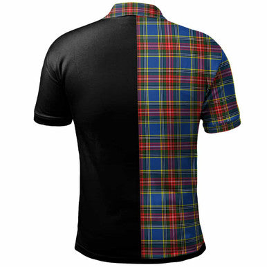 Scottish Bethune Clan Crest Tartan Polo Shirt - Half in Me Back Side Tartan Plaid