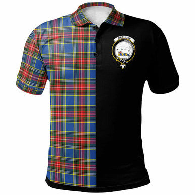 Scottish Bethune Clan Crest Tartan Polo Shirt - Half in Me Front Side Tartan Plaid