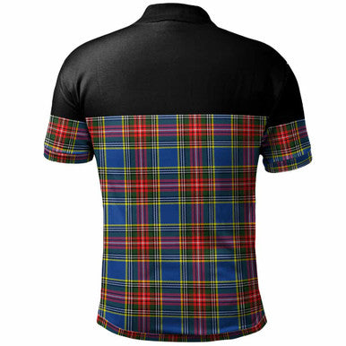 Scottish Bethune Clan Crest Tartan Polo Shirt - Horizontal Style Back Side Tartan Plaid