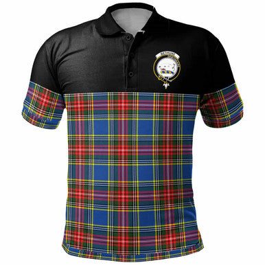 Scottish Bethune Clan Crest Tartan Polo Shirt - Horizontal Style Front Side Tartan Plaid