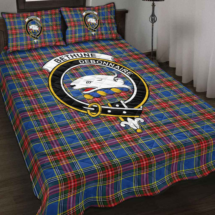 Scottish Bethune Clan Crest Tartan Quilt Bed Set Tartan Plaid 2