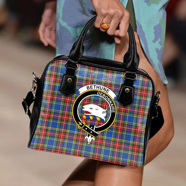 Scottish Bethune Clan Crest Tartan Shoulder Handbag Tartan Plaid 2