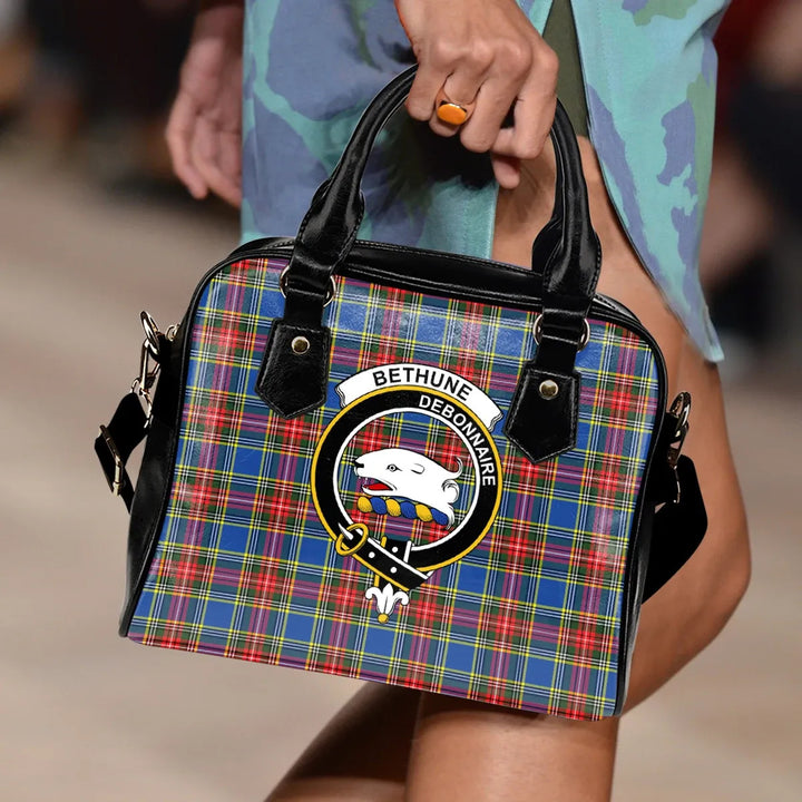 Scottish Bethune Clan Crest Tartan Shoulder Handbag Tartan Plaid 2