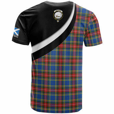 Scottish Bethune Clan Crest Tartan T-Shirt - Scotland Forever Style Back Side Tartan Plaid