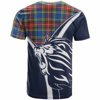 Scottish Bethune Clan Crest Tartan T-Shirt - Bend Style Back Side Tartan Plaid