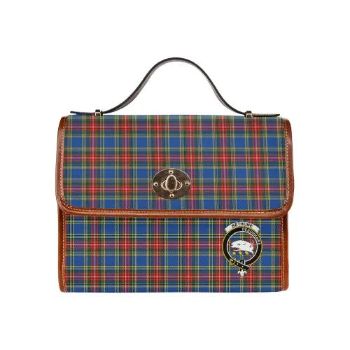 Scottish Bethune Clan Crest Tartan Waterproof Canvas Bag Tartan Plaid 1