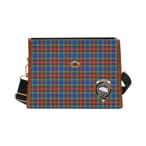 Scottish Bethune Clan Crest Tartan Waterproof Canvas Bag Tartan Plaid 2