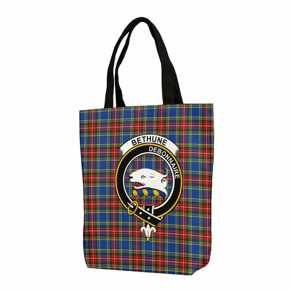 Scottish Bethune Clan Crest Tartan Canvas Bag With Shoulder Strap Tartan Plaid 1