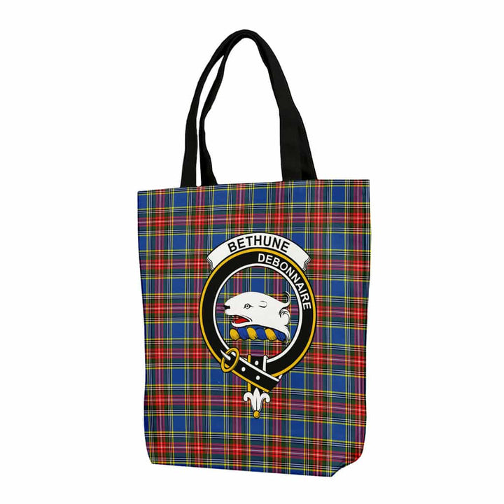Scottish Bethune Clan Crest Tartan Canvas Bag With Shoulder Strap Tartan Plaid 1