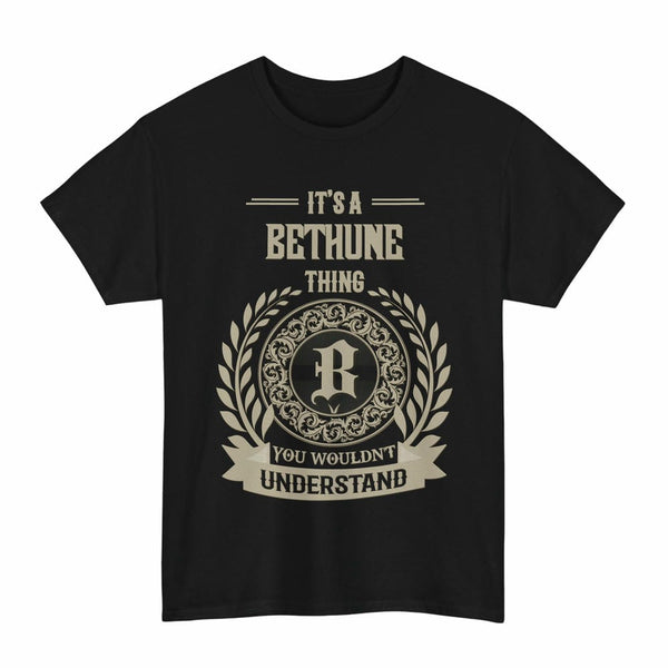 Scottish Bethune Clan Tartan T-Shirt - Vintage Family Name Tartan Plaid Black Color