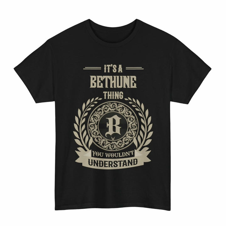 Scottish Bethune Clan Tartan T-Shirt - Vintage Family Name Tartan Plaid Black Color
