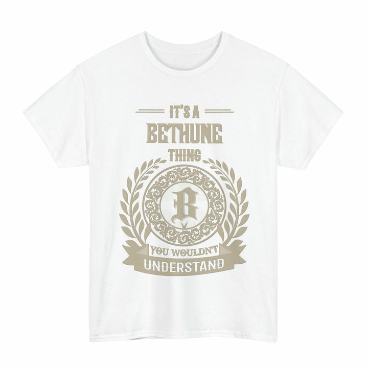 Scottish Bethune Clan Tartan T-Shirt - Vintage Family Name Tartan Plaid White Color