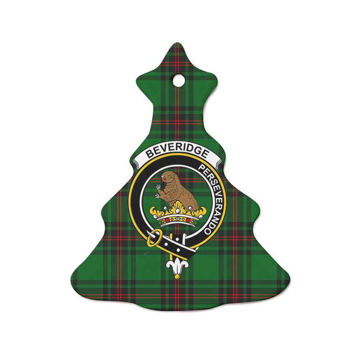 Scottish Beveridge Clan Crest Tartan Ceramic Ornament Tree Shape Tartan Plaid