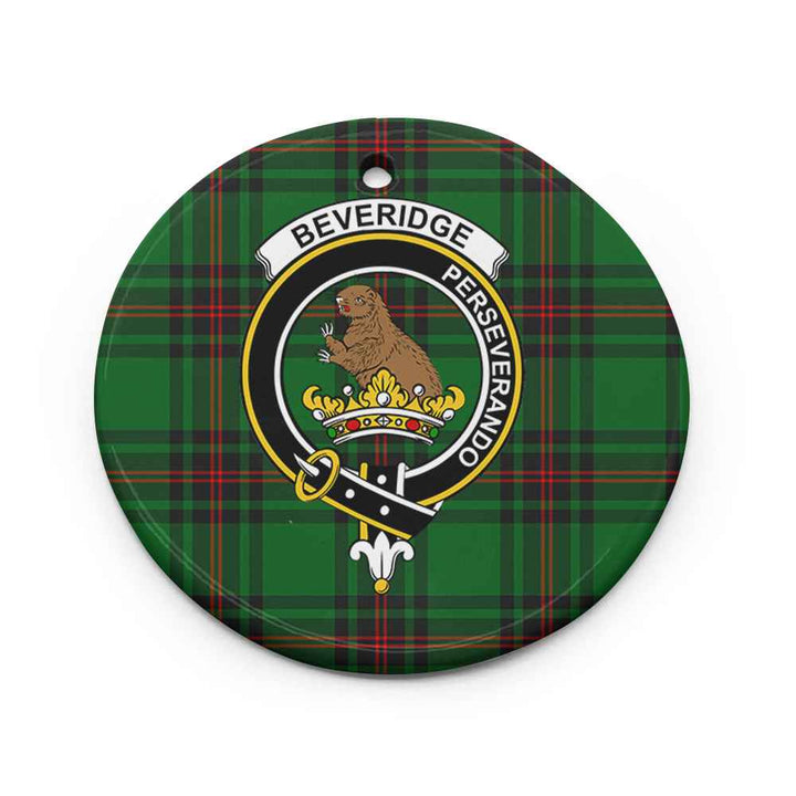 Scottish Beveridge Clan Crest Tartan Ceramic Ornament Circle Shape Tartan Plaid