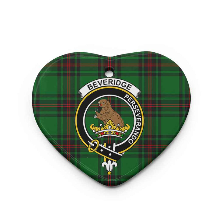 Scottish Beveridge Clan Crest Tartan Ceramic Ornament Heart Shape Tartan Plaid
