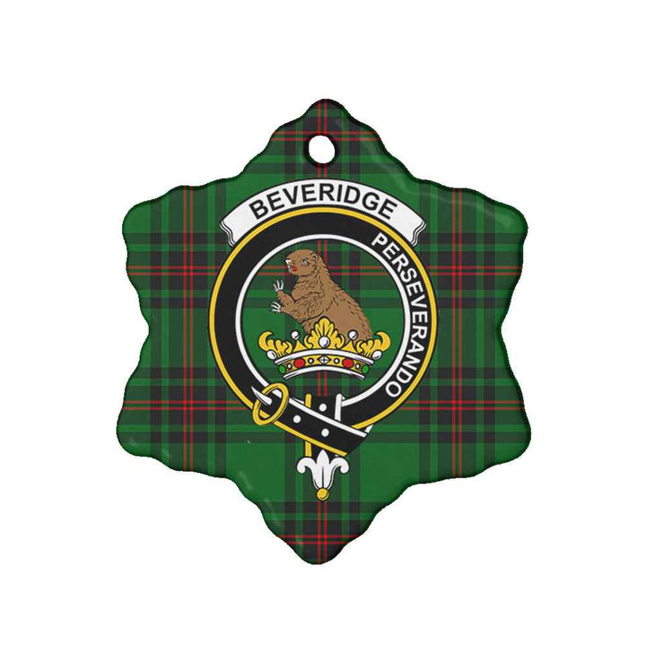 Scottish Beveridge Clan Crest Tartan Ceramic Ornament Snow Flake Shape Tartan Plaid