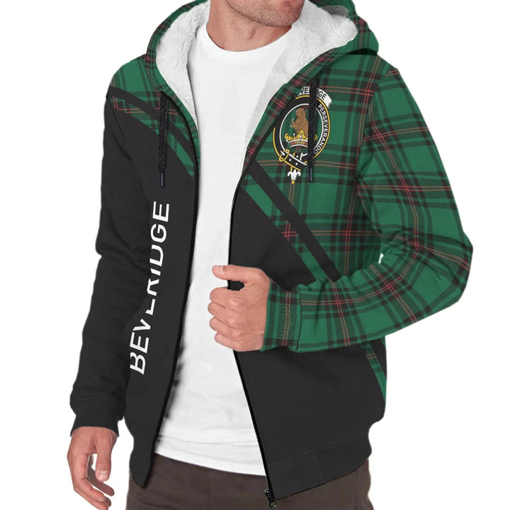 Scottish Beveridge Clan Crest Tartan Curve Sherpa Hoodie