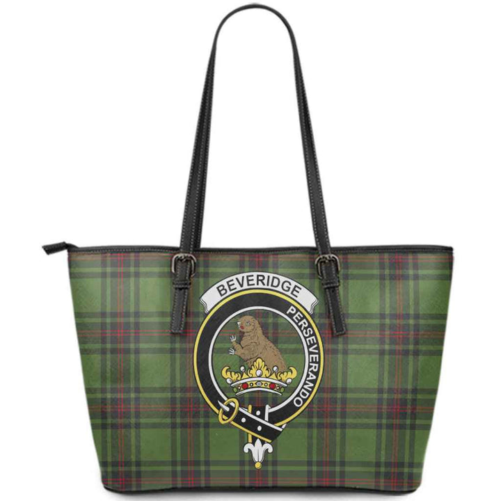 Scottish Beveridge Clan Crest Tartan Leather Tote Tartan Plaid