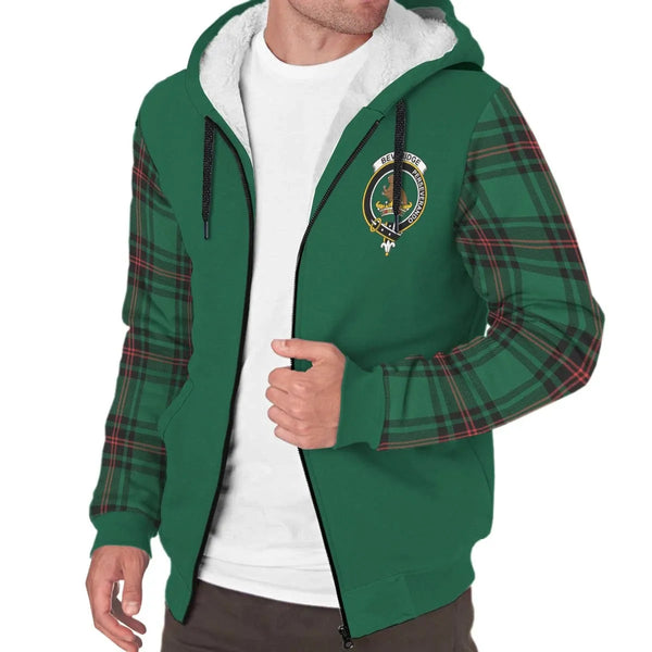 Scottish Beveridge Clan Crest Tartan Plaid Sleeve Sherpa Hoodie