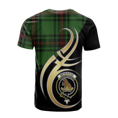 Scottish Beveridge Clan Crest Tartan T-Shirt Believe in Me Back Side Tartan Plaid