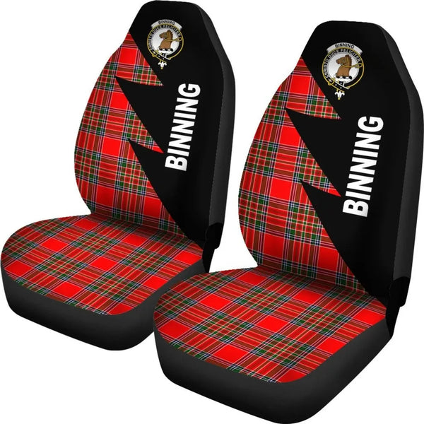 Scottish Binning Clan Crest Tartan Car Seat Covers - Flash Style 2
