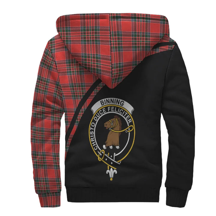 Scottish Binning (of Wallifoord) Clan Crest Tartan Curve Sherpa Hoodie