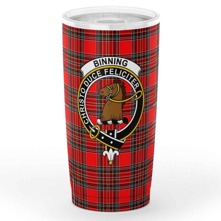 Scottish Binning of Wallifoord Clan Crest Tartan Insulated Tumbler Tartan Plaid 1